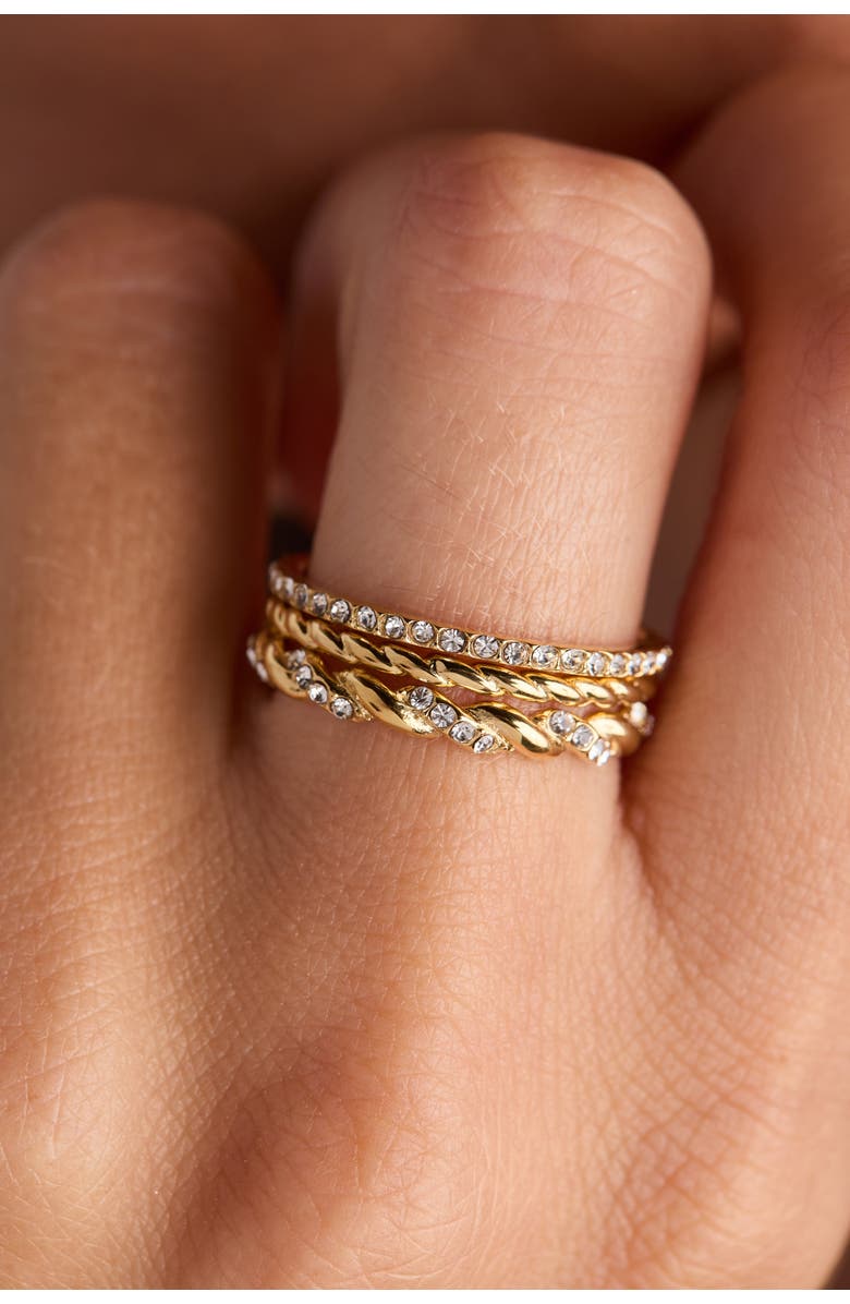 Alex and Ani Rope Stacking Texture Ring Set of 3, Alternate, color, Gold