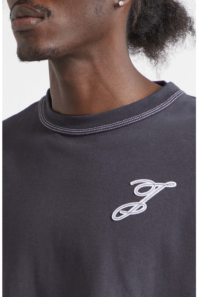 Le T-Shirt Letro Embroidered Monogram T-Shirt, Alternate, color, DARK NAVY