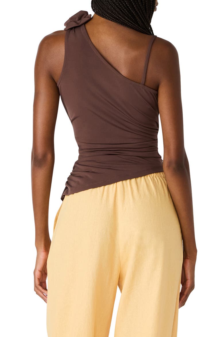 Hadleigh Asymmetric Ruched Tank, Alternate, color, WALNUT