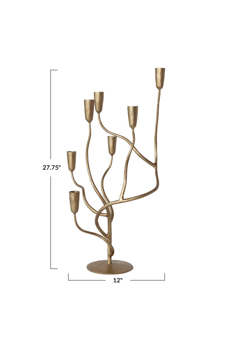 Hand-Forged Iron Candelabra, Alternate, color, Gold