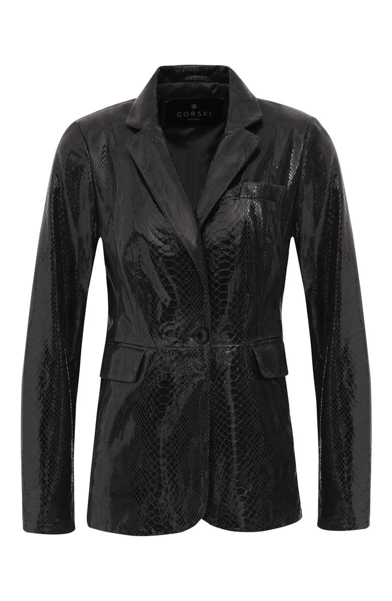 GORSKI Metis Suede Pythn Printed Single Breasted Blazer, Alternate, color, Anthracite