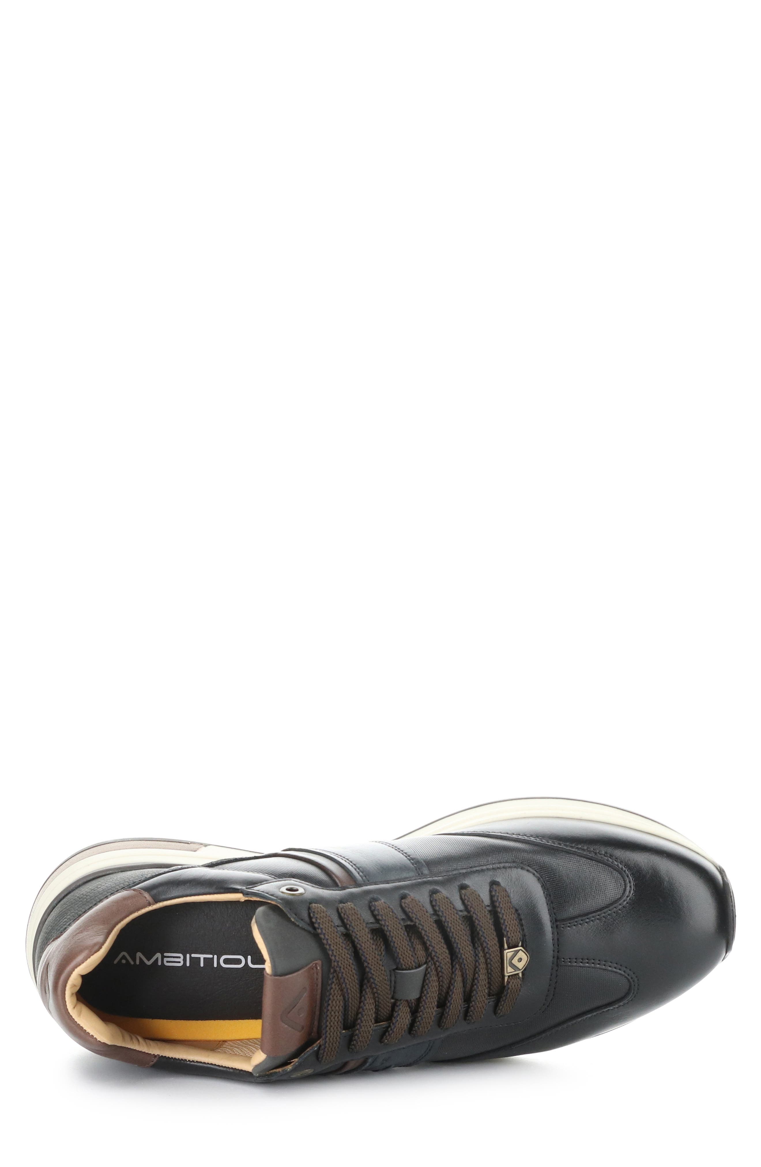 Ambitious Leather Lace-Up Sneaker, Alternate, color, Black Leather