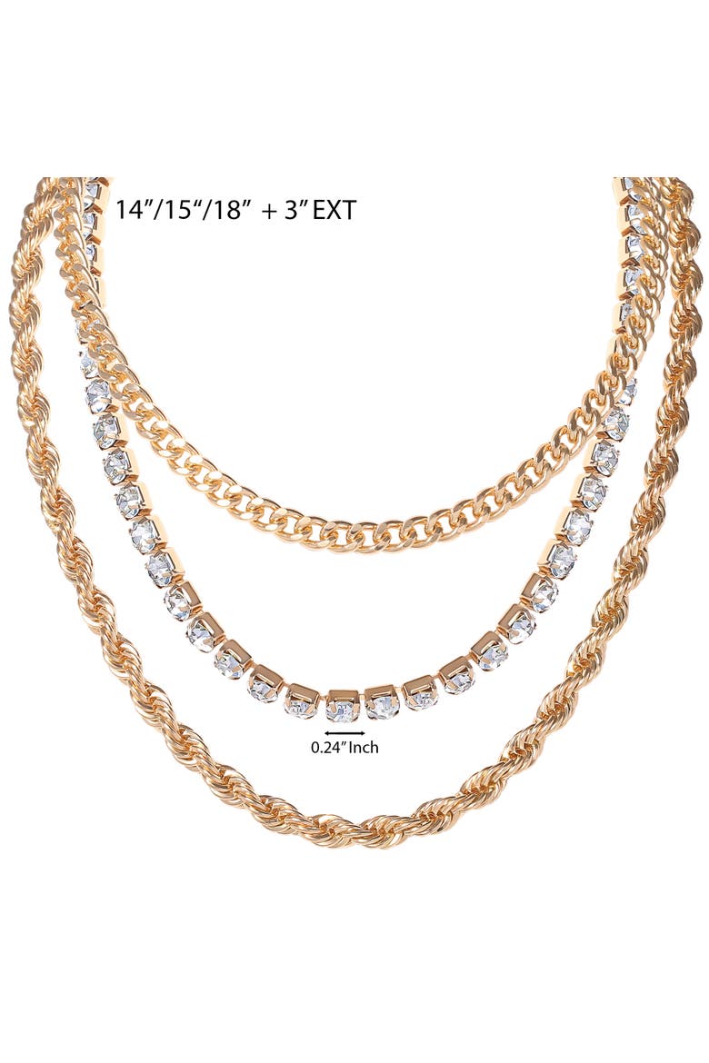 Gold-Tone Layered Necklace, Set Of 3, Alternate, color, Gold