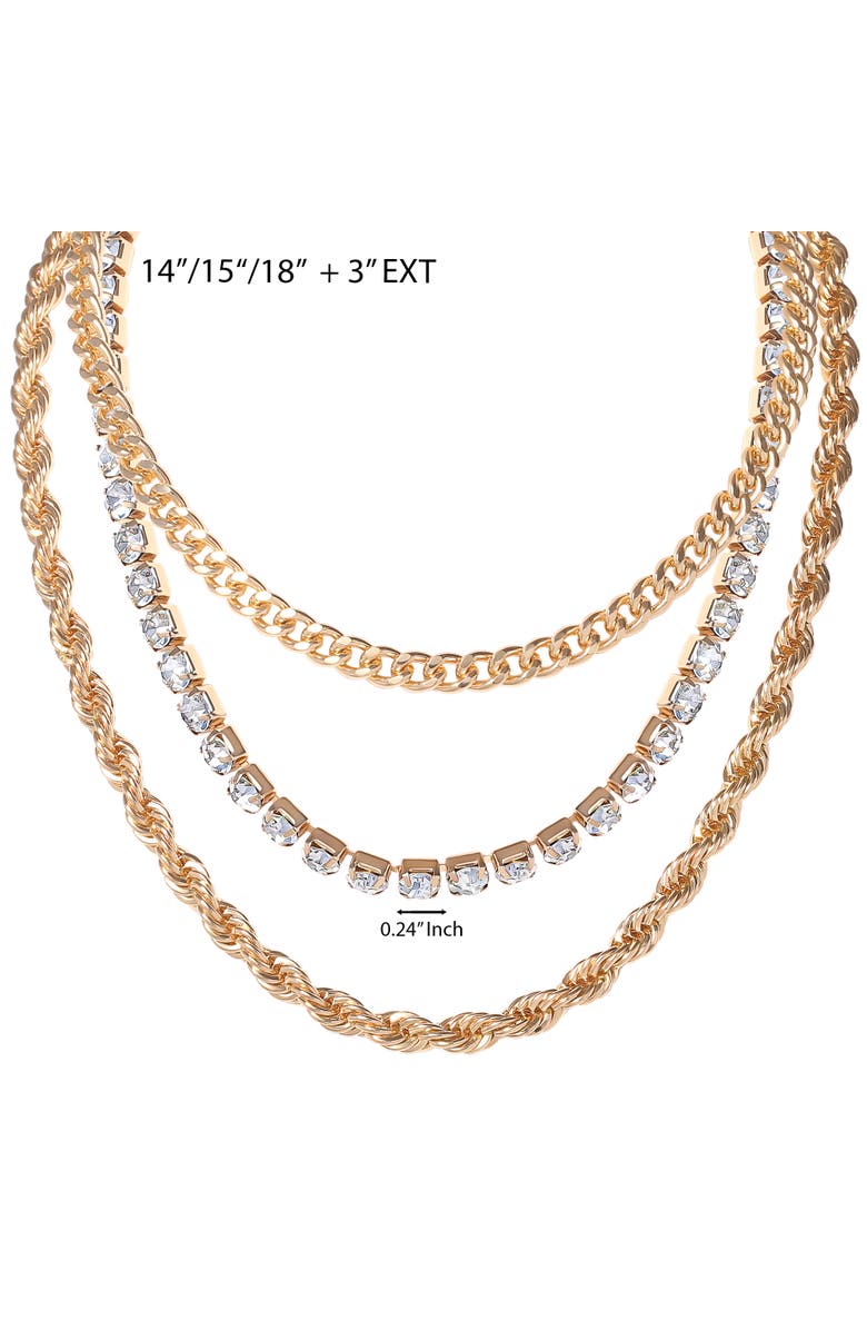Jessica Simpson Gold-Tone Layered Necklace, Set Of 3, Alternate, color, Gold