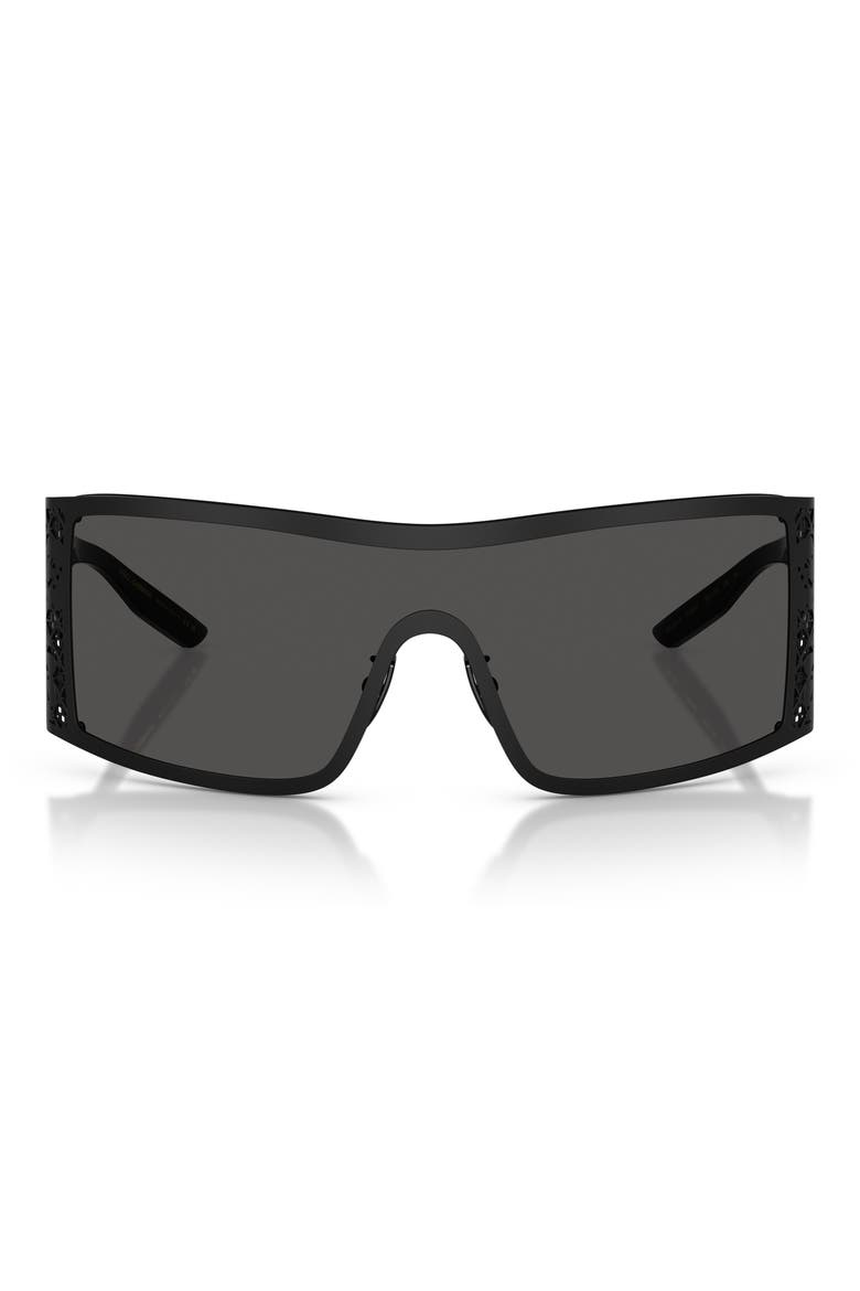 138mm Rectangular Shield Sunglasses, Main, color, MATTE BLACK / DARK GREY