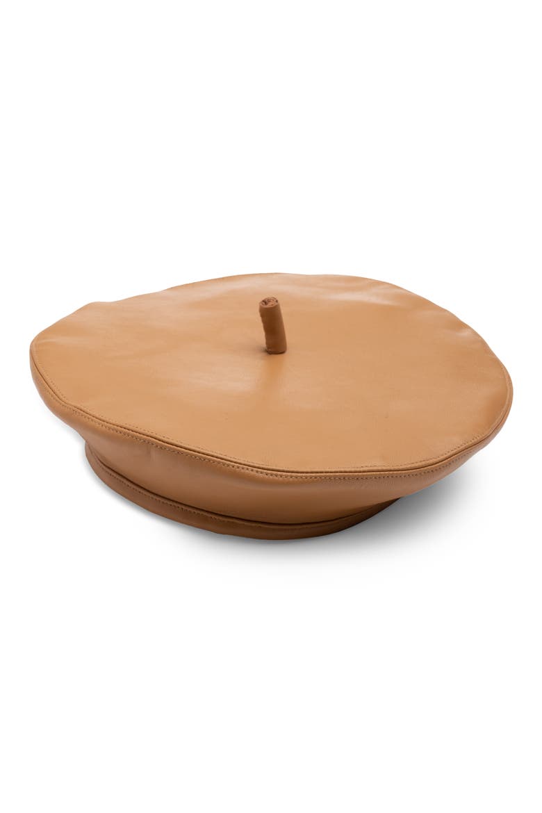 Carter Leather Beret, Main, color, CAMEL