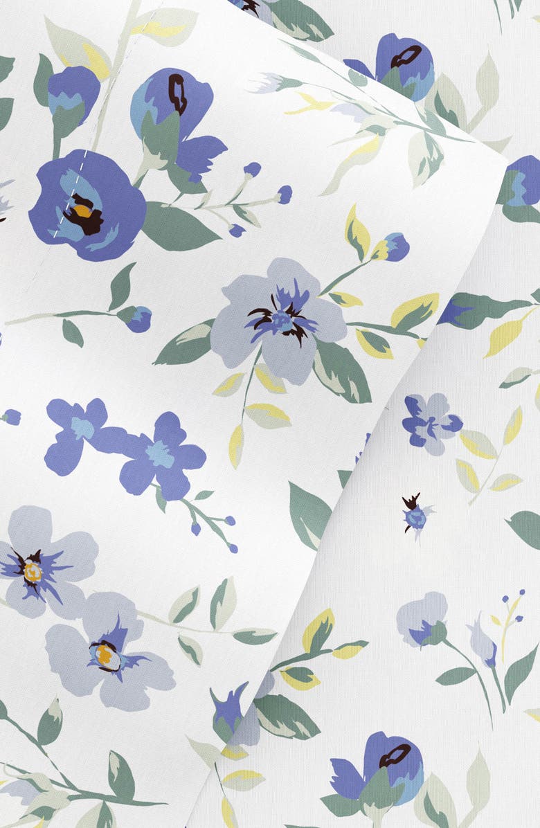 HOMESPUN Premium Ultra Soft Blossoms Pattern 4-Piece Bed Sheets Set, Alternate, color, Light Blue