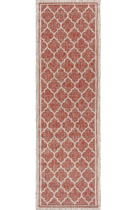 Trebol Moroccan Trellis Textured Weave Indoor/Outdoor Area Rug