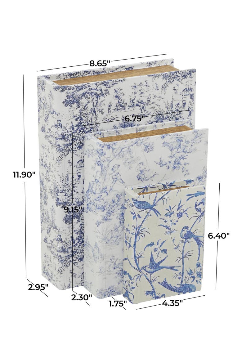 Set of 3 Faux Book Boxes, Alternate, color, WHITE