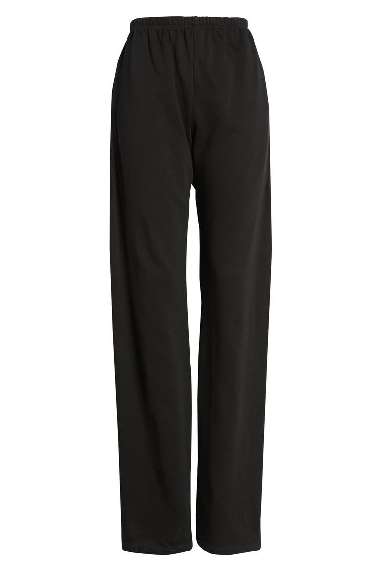 Relax French Terry Wide Leg Pants, Alternate, color, BLACK