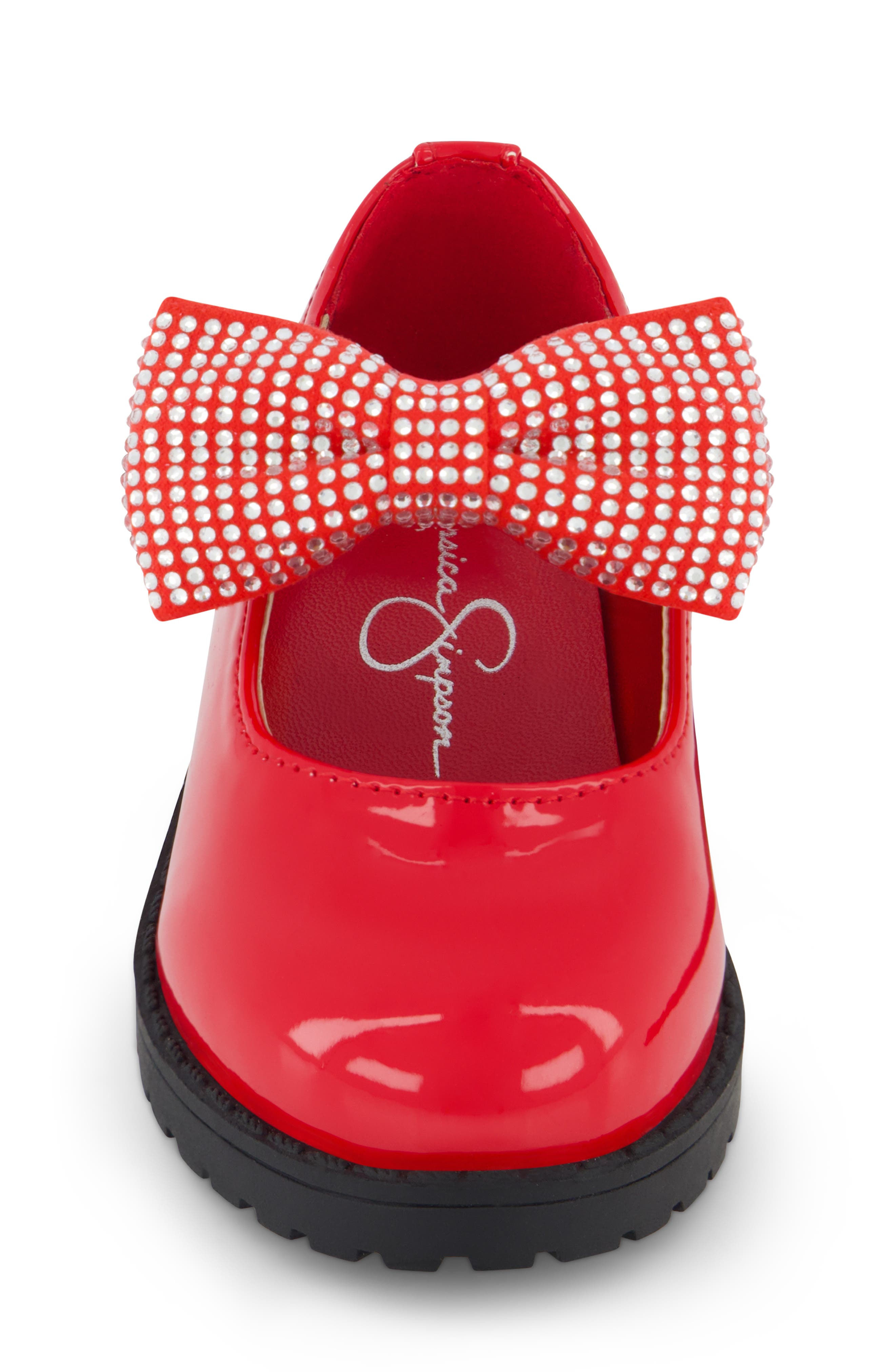 Jessica Simpson Kids' Aubrey Crystal Bow Flat, Alternate, color, Red