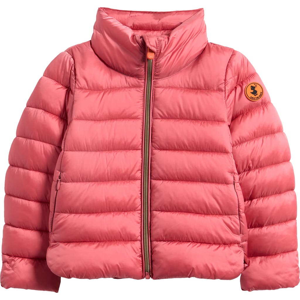 Save The Duck Kids' Evie Channel Quilted Puffer Jacket In Red