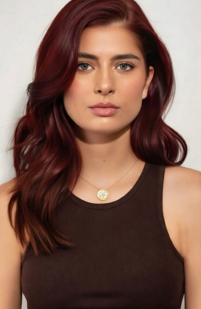 GABI RIELLE Flower Disc Pendant Necklace, Alternate, color, Gold/Pearl