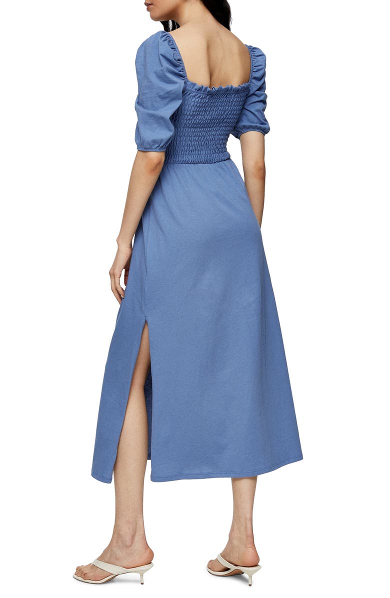 Topshop Shirred Midi Dress, Alternate, color, 