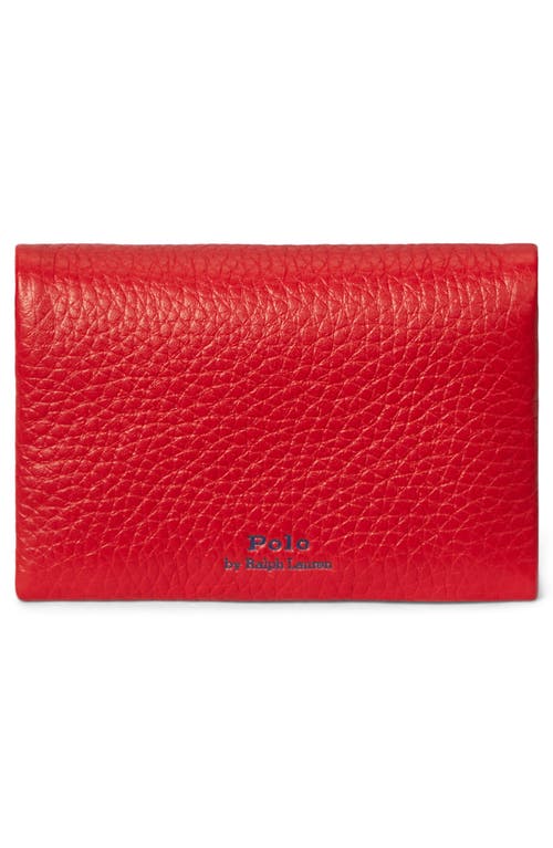 Polo Ralph Lauren Shiny Drum Pebble Leather Card Case In Blue