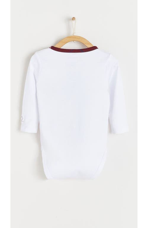 Babycottons Andre Henley Long Sleeve Bodysuit In White