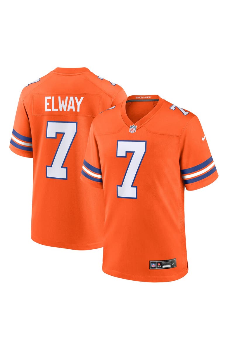 Nike Men's Nike John Elway Orange Denver Broncos Mile High Collection 1977 Throwback Retired Player Game Jersey, Alternate, color, Orange