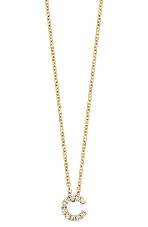 18k Gold Pavé Diamond Initial Pendant Necklace