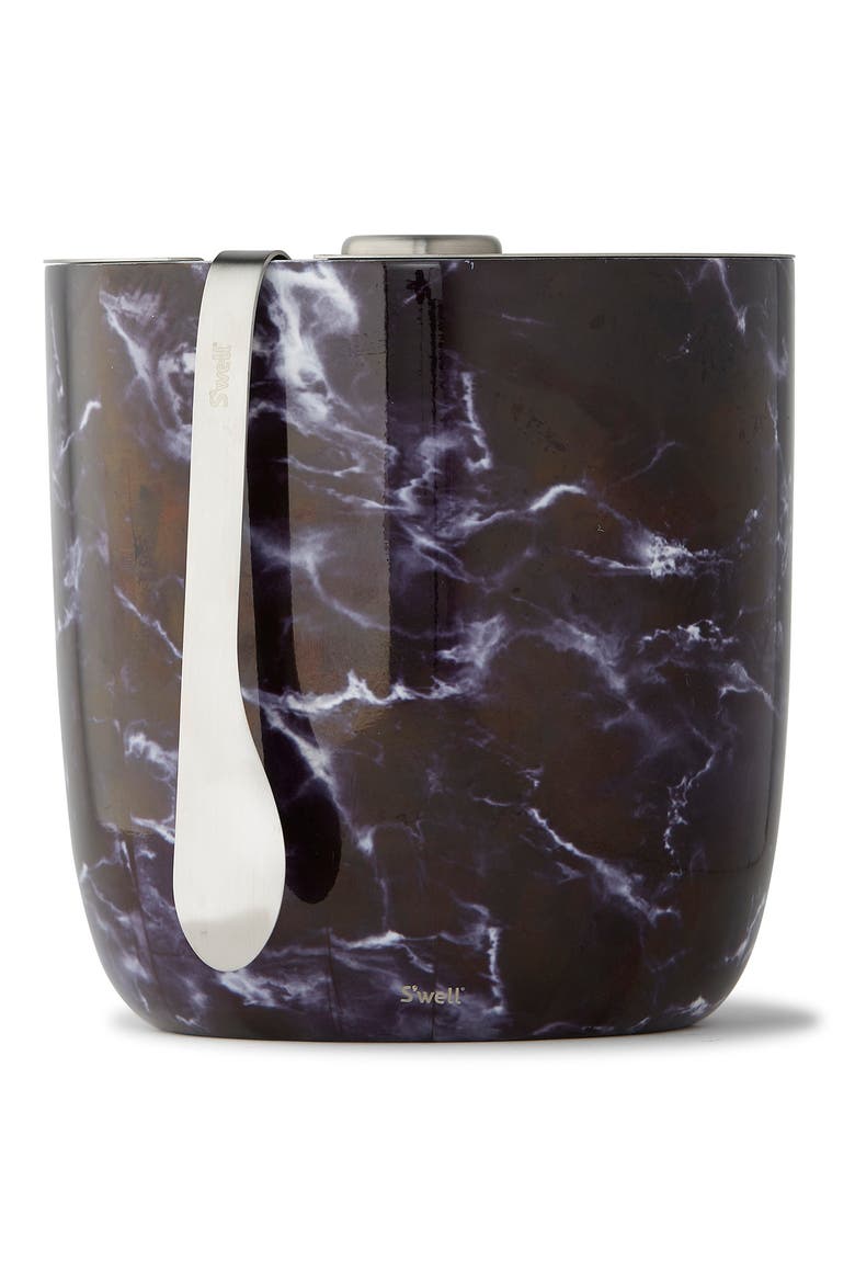 Ice Bucket & Tongs Set, Alternate, color, BLACK MARBLE