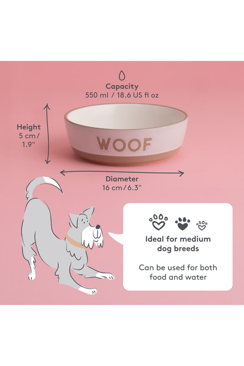 Woof Dog Bowl, 5.9 Inch, 18.6oz, Cream & Tan, Alternate, color, Multicolored