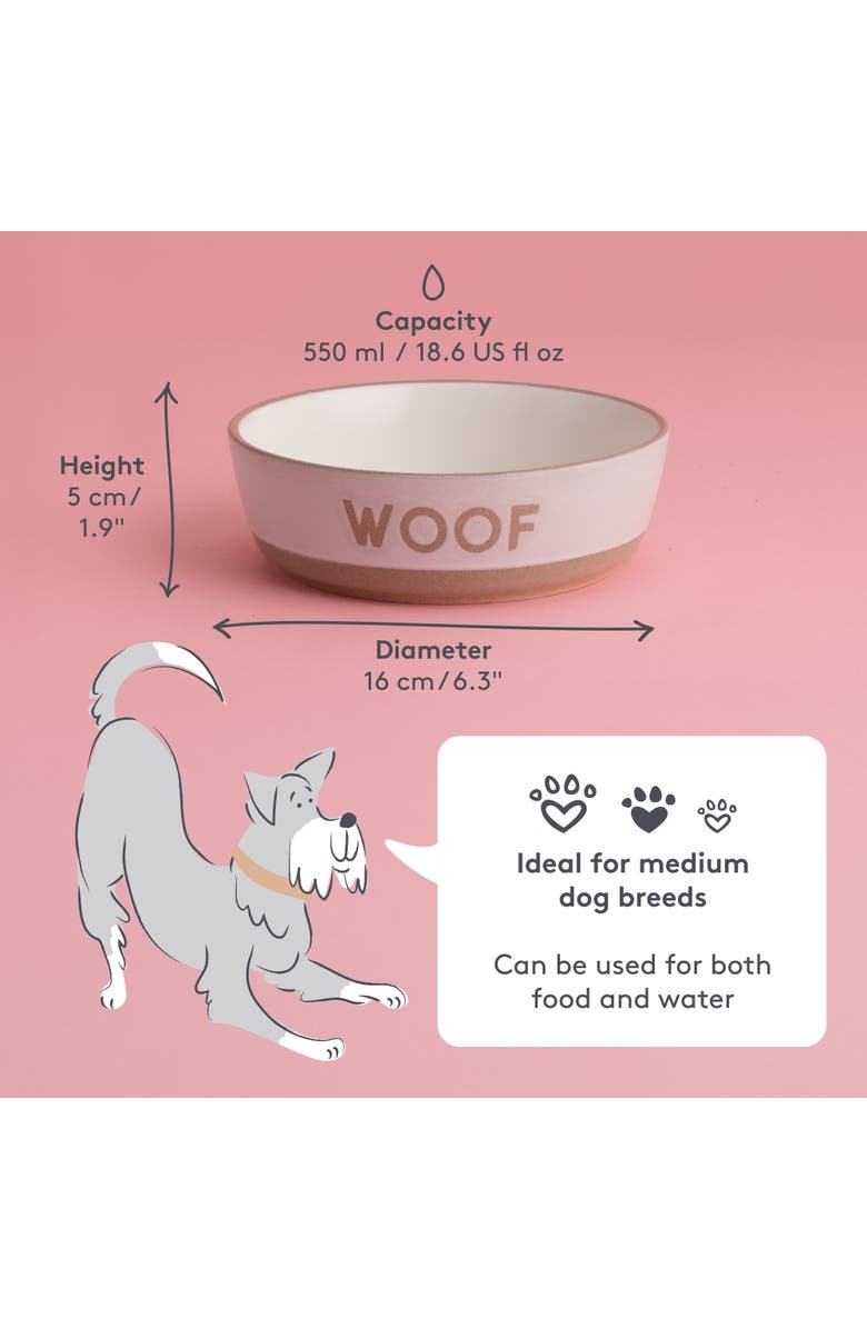 MASON CASH Woof Dog Bowl, 5.9 Inch, 18.6oz, Cream & Tan, Alternate, color, Multicolored