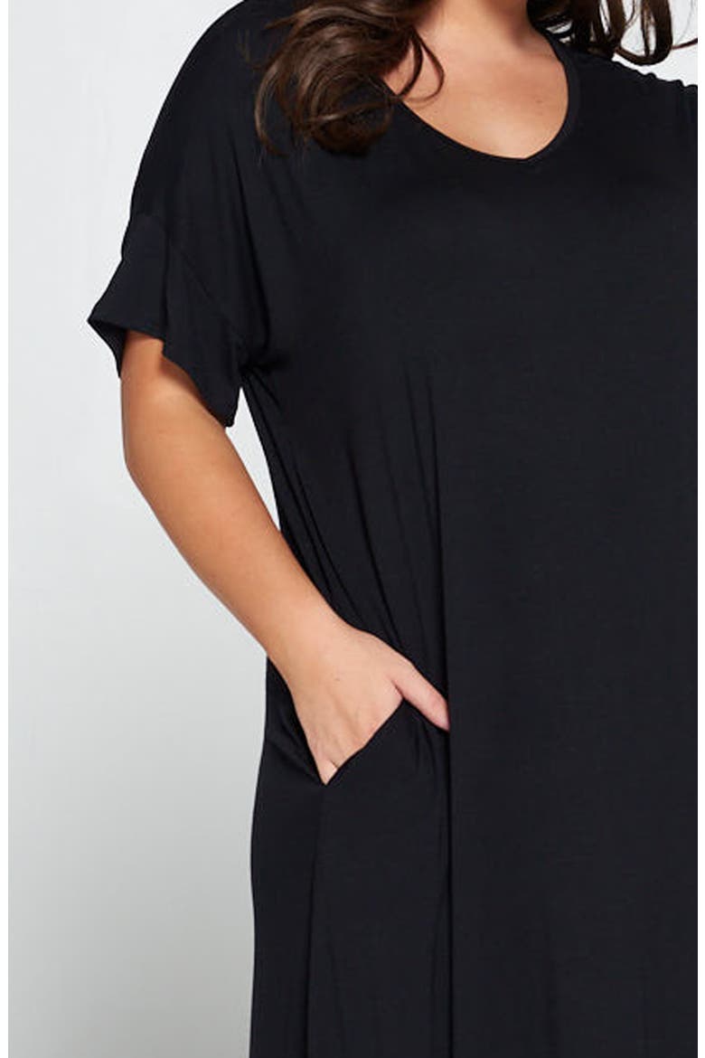 Short Sleeve Jersey Maxi Dress, Alternate, color, BLACK