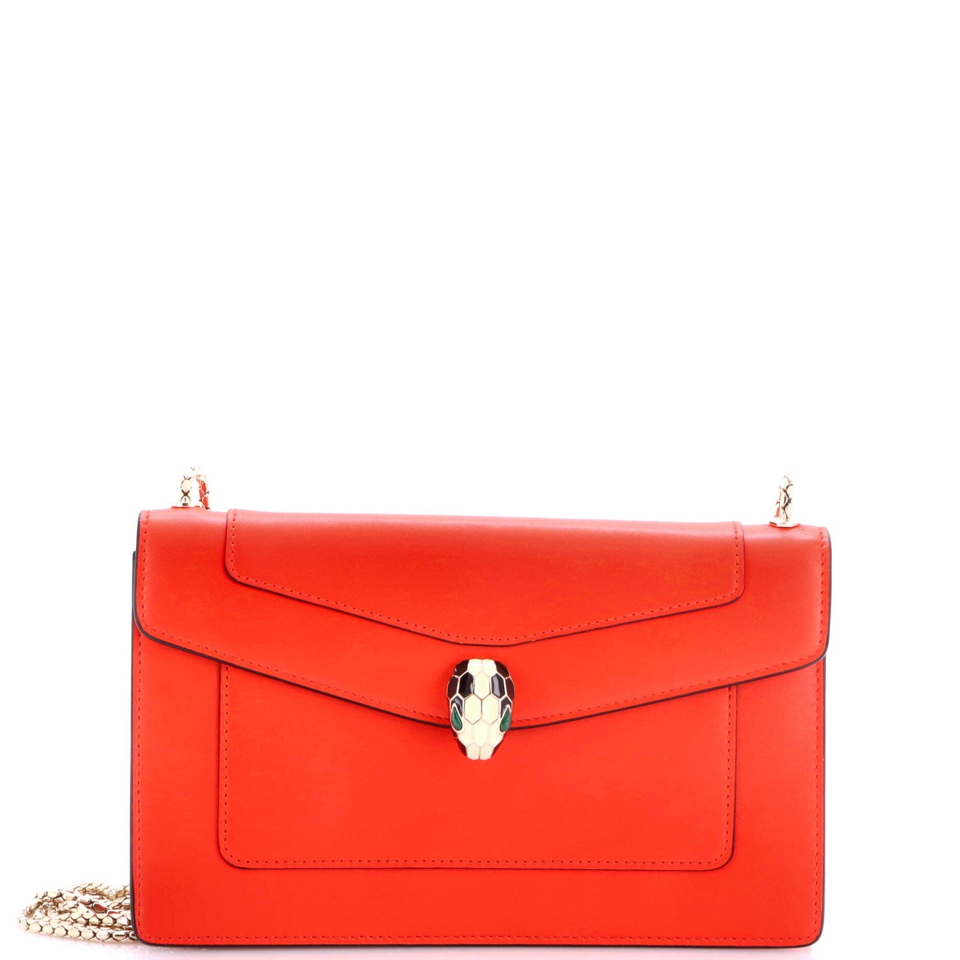 Serpenti Forever Wallet on Chain Leather Small, Main, color, Red