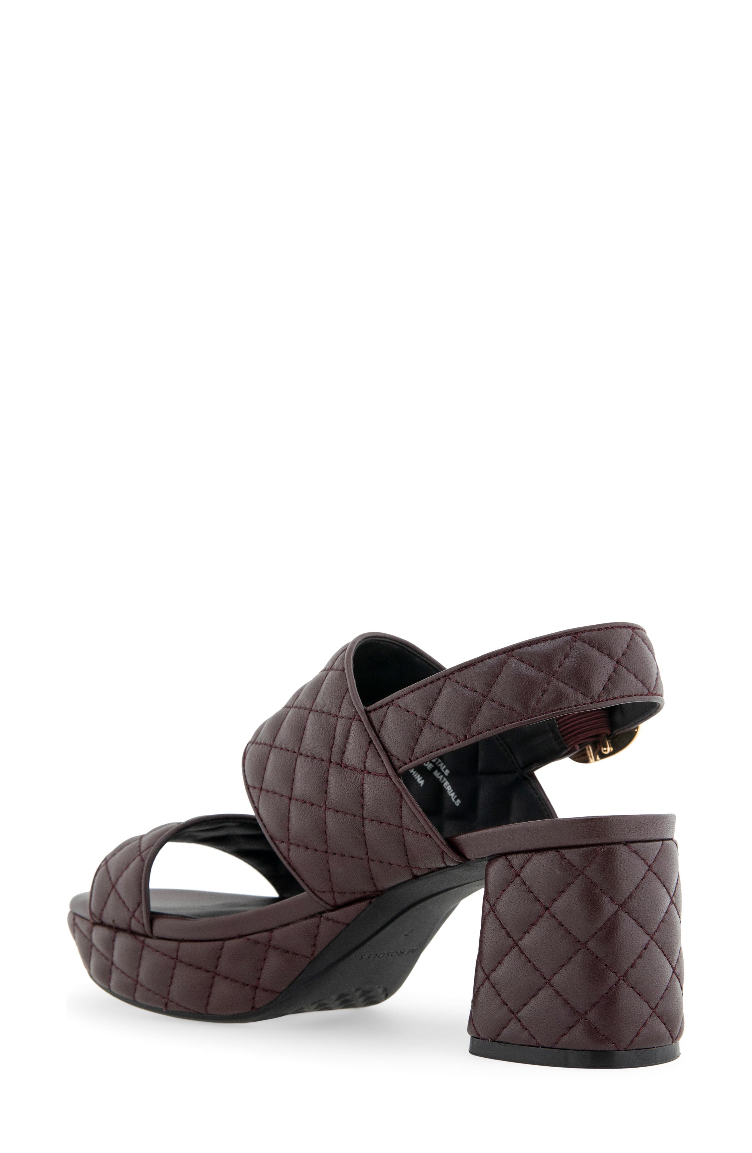 Aerosoles Camera Quilted Slingback Platform Sandal, Alternate, color, Deep Aubergine Leather