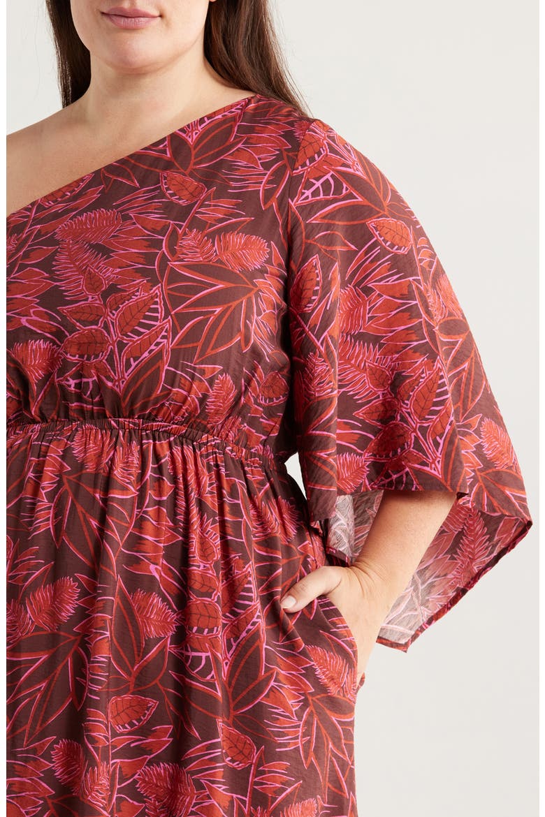 Floral One-Shoulder Maxi Dress, Alternate, color, RUST PINK AUBRI ABSTRACT