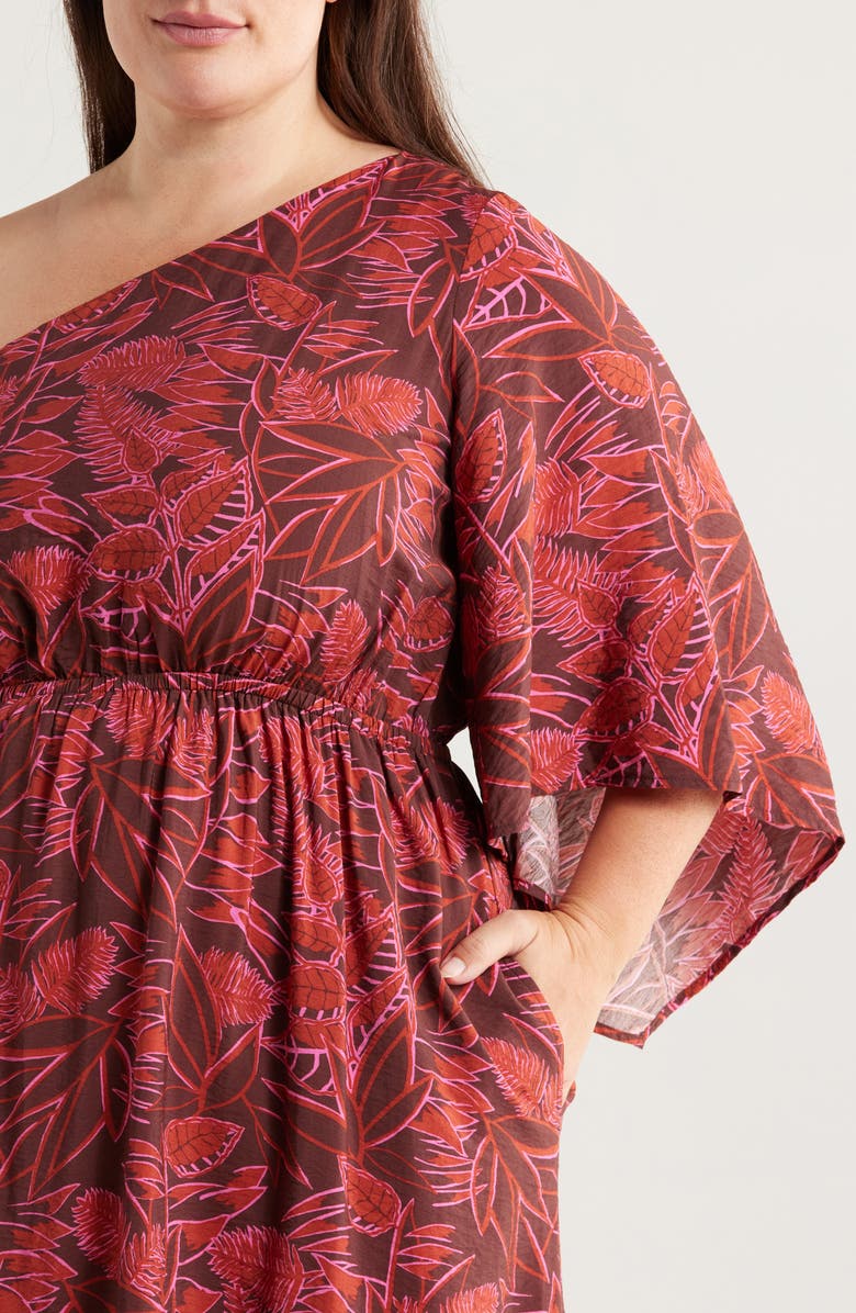 Chelsea28 Floral One-Shoulder Maxi Dress, Alternate, color, Rust Pink Aubri Abstract