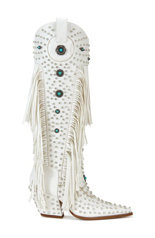 Azalea Wang Bennett Fringe Cowboy Boot In White