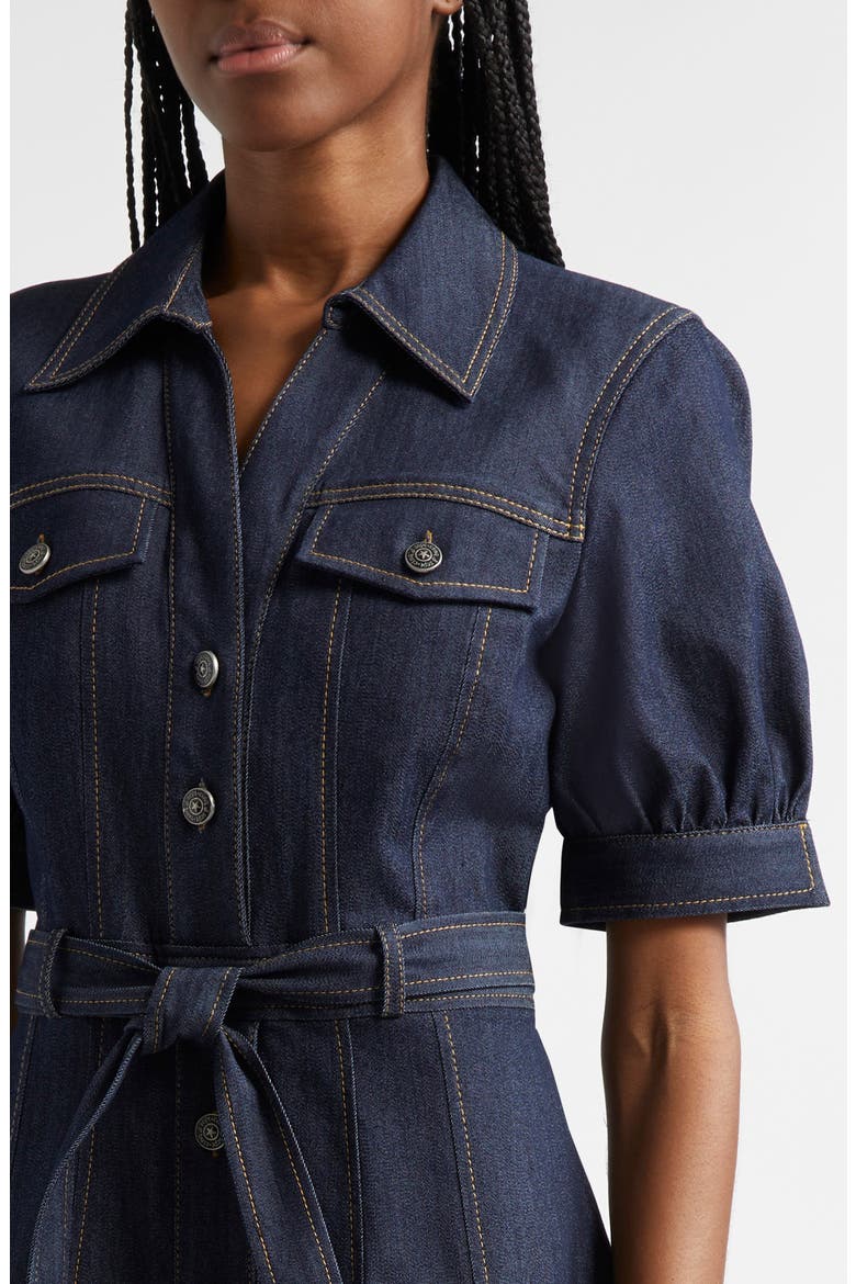 Suzie Short Sleeve Denim Midi Dress, Alternate, color, INDIGO
