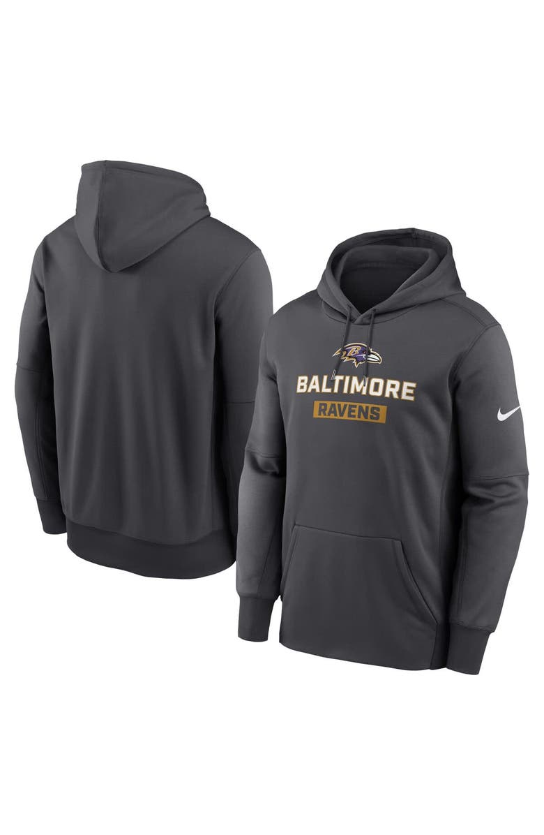 Nike Men's Nike Anthracite Baltimore Ravens Toss Sweep Performance Pullover Hoodie, Main, color, Anthracite