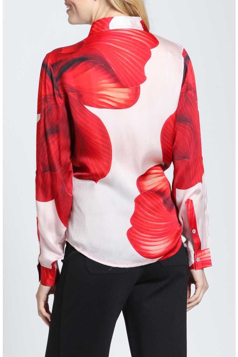 Cupro Roll Tab Sleeve Button-Up Shirt, Alternate, color, SCARLET