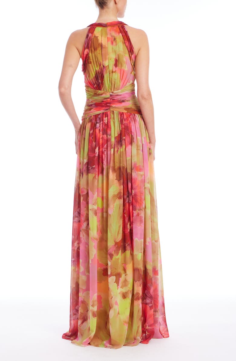 Badgley Mischka Collection Pleated Floral Gown, Alternate, color, Pink Multi