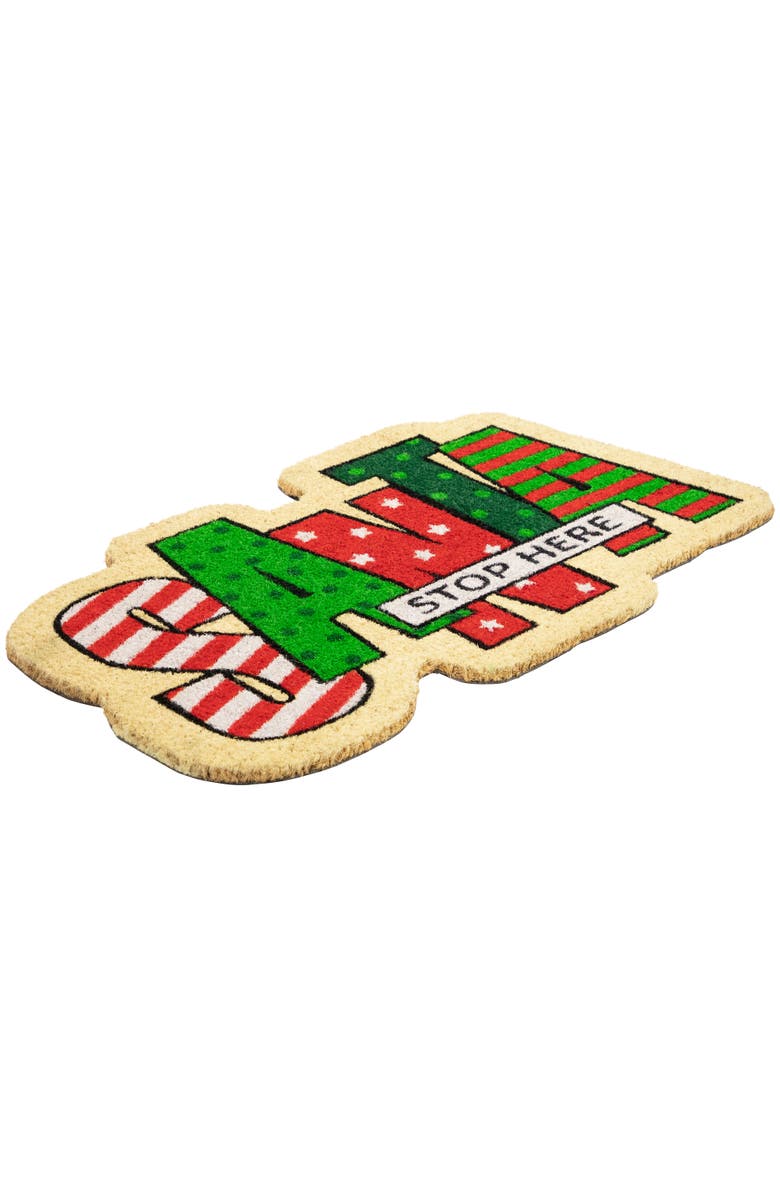 Northlight Red and Green "Santa Stop Here" Outdoor Christmas Doormat 18" x 30", Alternate, color, Green