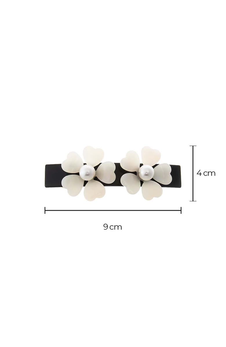 BY ADINA EDEN Small MOP Double Cutout Flower Hair Barrette, Alternate, color, Black & Ivory