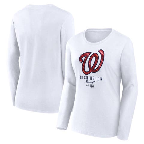 Women's Fanatics Branded  White Washington Nationals Lightweight Fitted Long Sleeve T-Shirt