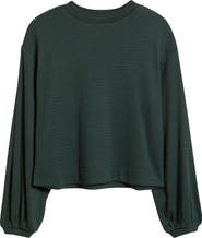 Treasure & Bond Blouson Sleeve Waffle Knit Top
