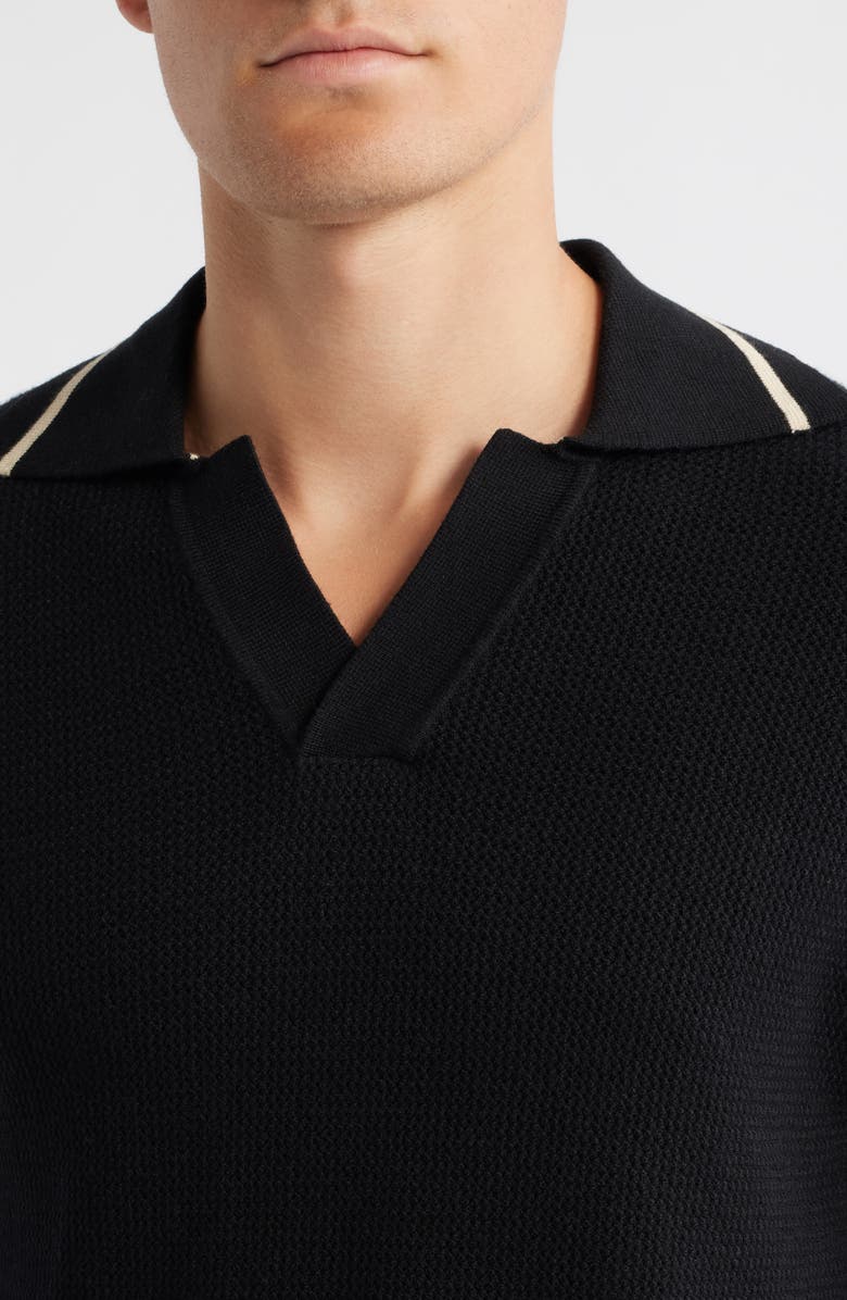 MAVRANS Textured Polo Sweater, Alternate, color, Black
