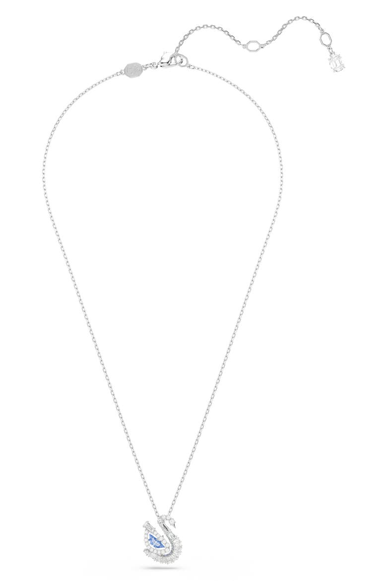 Crystal Swan Pendant Necklace, Alternate, color, SILVER/ BLUE