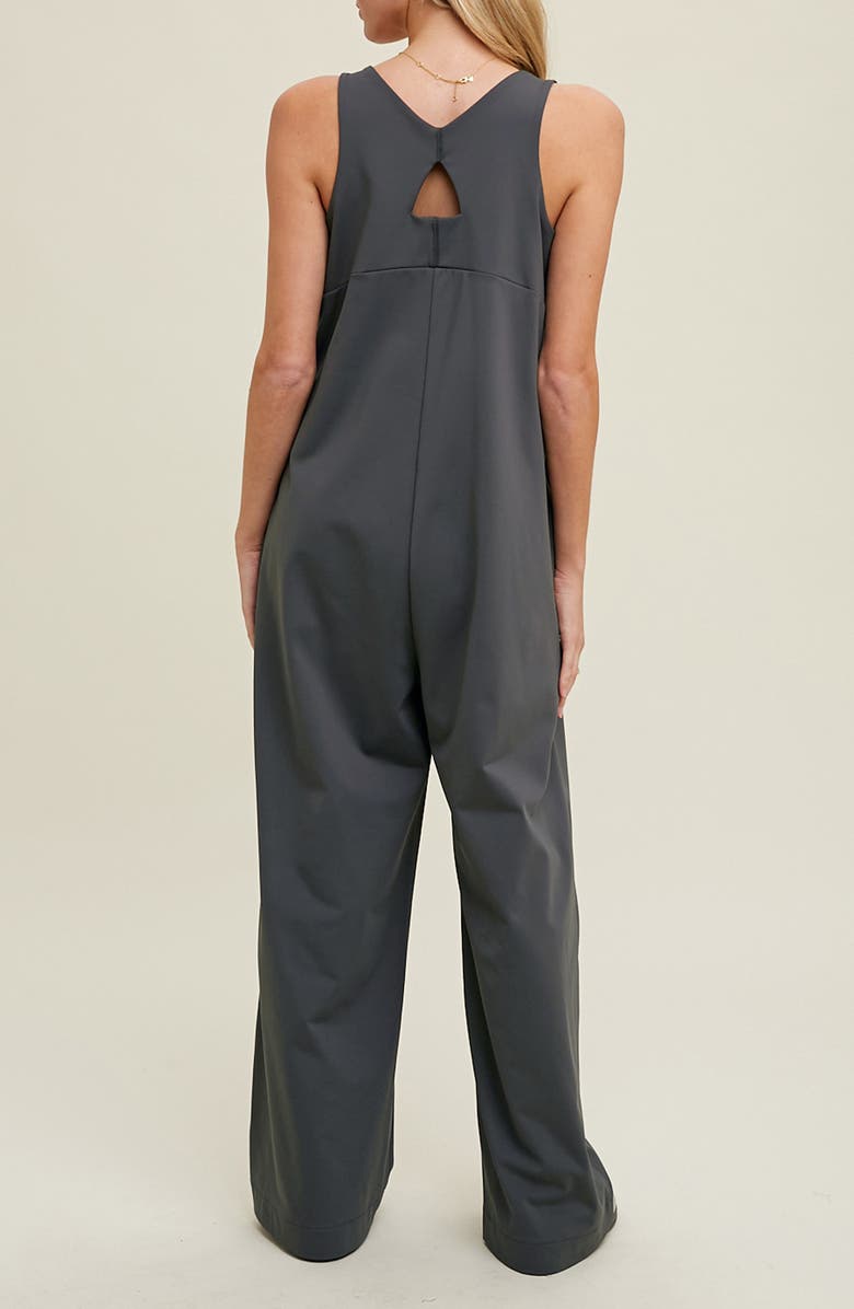 WISHLIST Square Neck Sleeveless Scuba Jumpsuit, Alternate, color, Charcoal