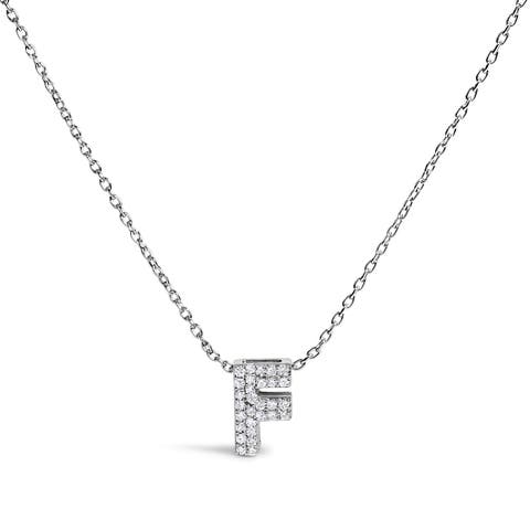 10K Gold Diamond Accent "A-Z" Initial Bubble Pendant Necklace