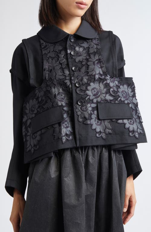 Tao Comme Des Garçons Mixed Media Crop Jacket In Black