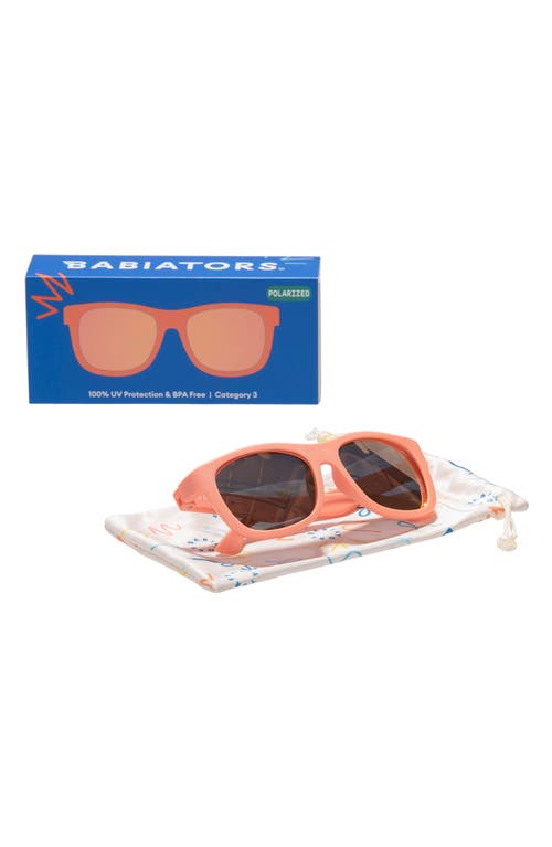 Babiators Kids' Jet Black Polarized Navigator Sunglasses In Perfectly Papaya