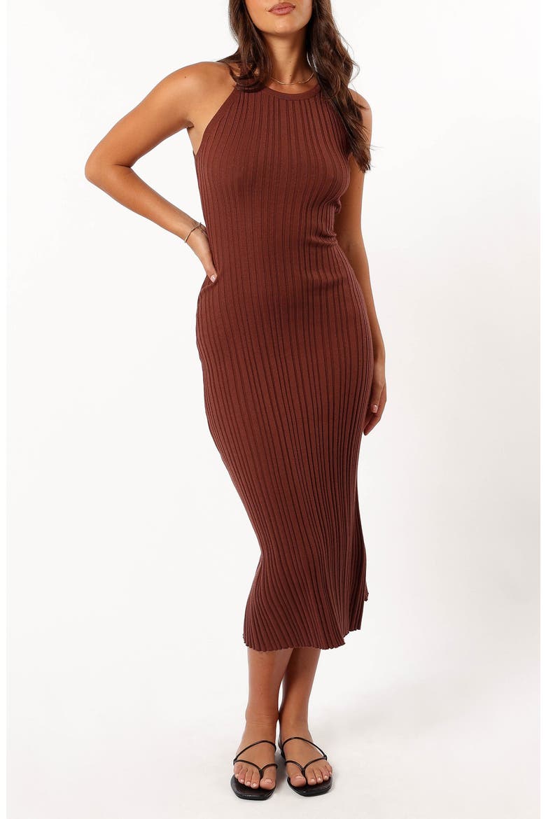 Brighton Sleeveless Ribbed Sweater Dress, Main, color, CHOCOLATE BROWN