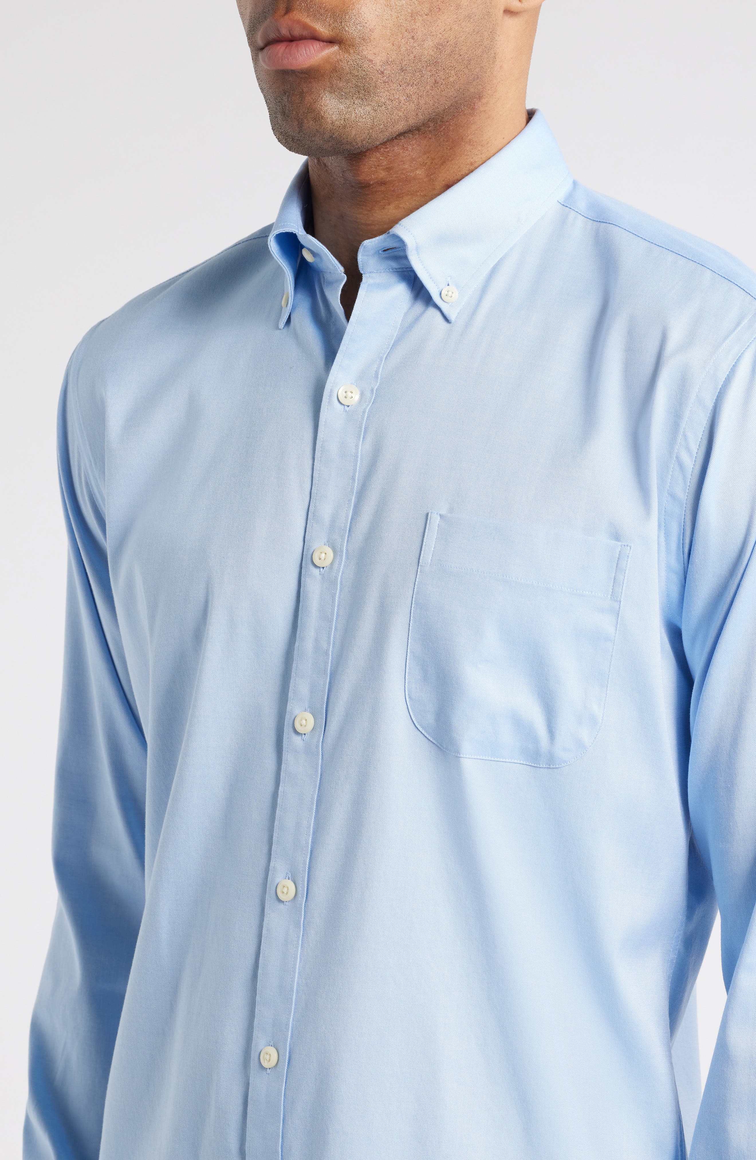 Campbell Solid Stretch Cotton & Modal Blend Button-Down Shirt - image 2
