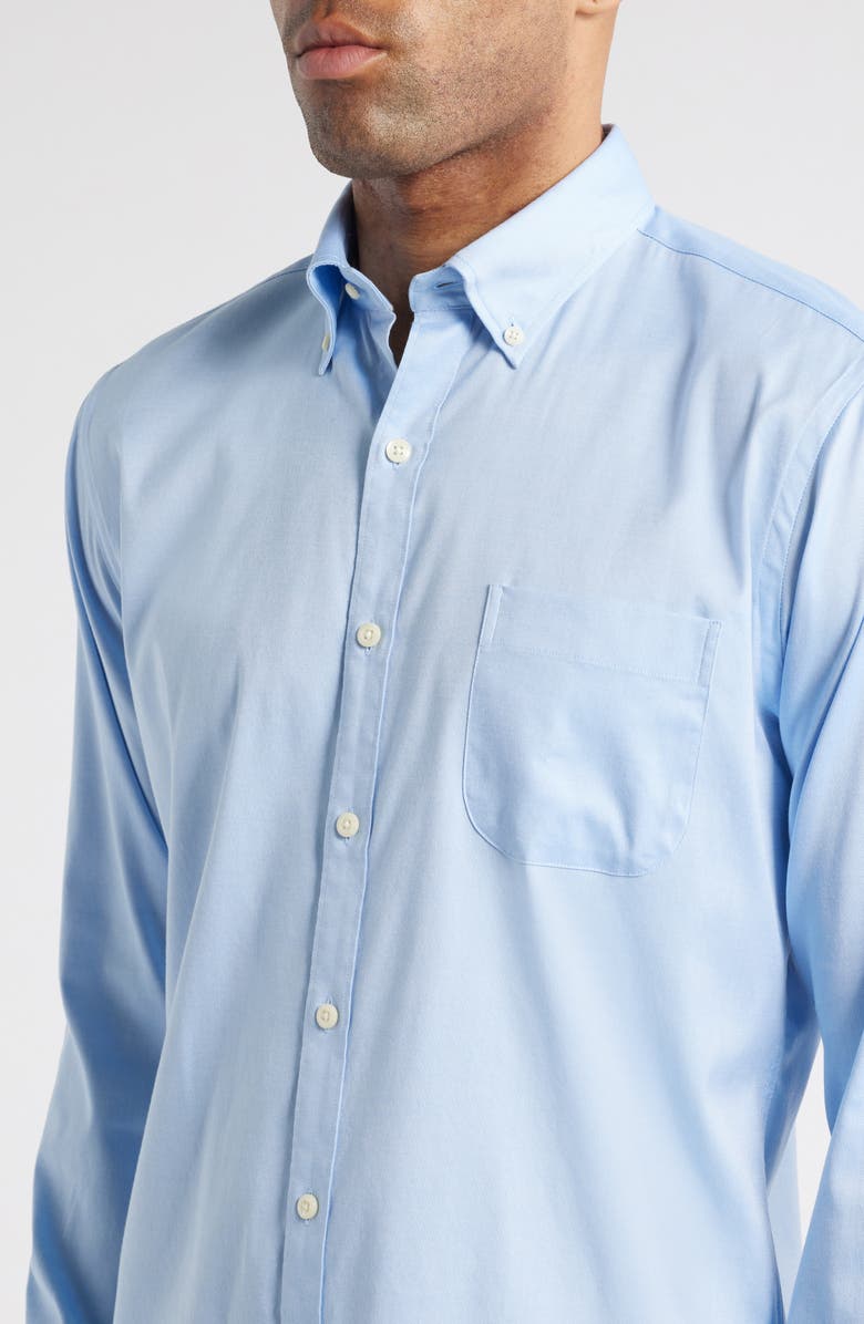 Peter Millar Campbell Solid Stretch Cotton & Modal Blend Button-Down Shirt, Alternate, color, Cottage Bluednu