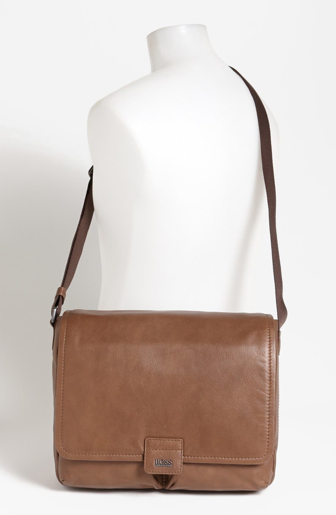 BOSS HUGO BOSS 'Sudit' Leather Messenger Bag, Alternate, color, 