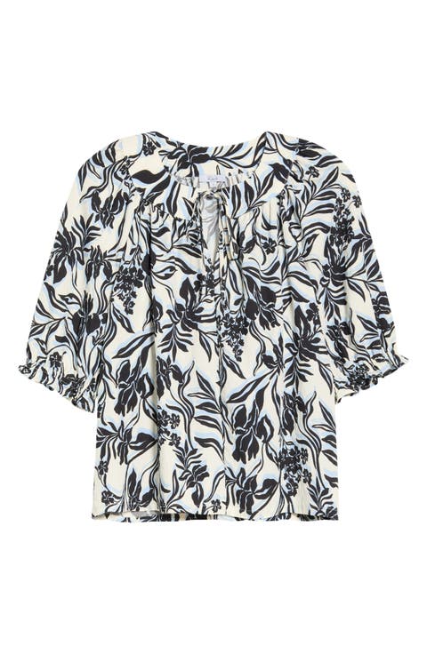 Belina Floral Three-Quarter Sleeve Top